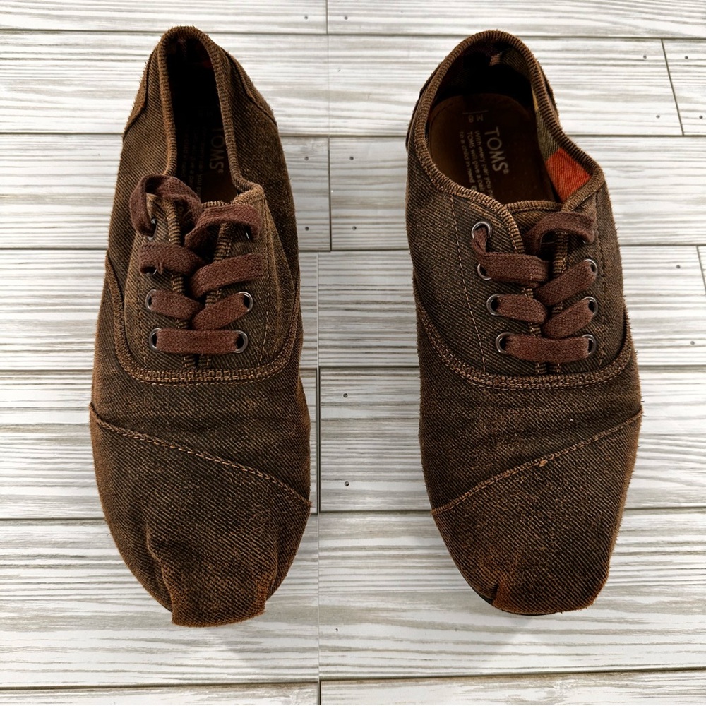 Toms lace up canvas hard sole mens shoes size 8